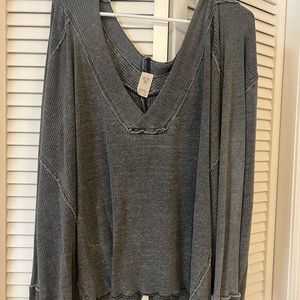 Free People navy long sleeve shirt